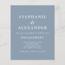 Budget Simple Text Dusty Blue Engagement Party