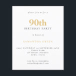 Budget Simple Text Gold Black 90th Birthday Invite<br><div class="desc">Budget Simple Text Gold Black 90th Birthday Invitation. Een waarde voor geld kleiner 4.5 x 5.6 duim alternatief bleef aan de semi-verliesoptie in gebreke die voor uitnodigingen wordt geadviseerd en is een gelijkaardige dikte aan een briefkaart. De verzadigingsoptie is veel dunner papier beter voor behuizingen.</div>