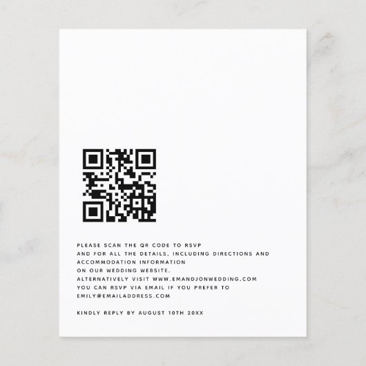 Budget Simple Text QR Code Weddenation (Achterkant)