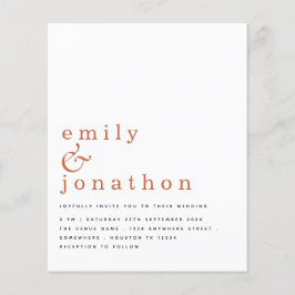 Budget Simple Text Terracotta Wedding Invitation