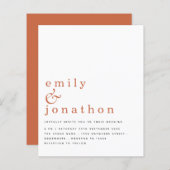 Budget Simple Text Terracotta Wedding Invitation (Voorkant / Achterkant)