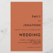 Budget Simple Text Terracotta Wedding Large Invite (Voorkant)