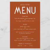 Budget Simple Text Terracotta Wedding Menu (Voorkant)