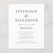 Budget Simple Text Wedding Black White uitgenodigd (Voorkant)