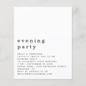 BUDGET Simple Text Wedding Evening Party nodigt ui (Voorkant)