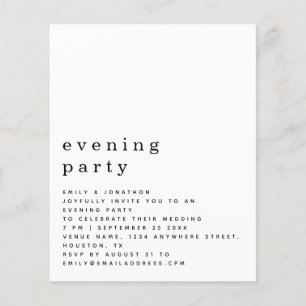 BUDGET Simple Text Wedding Evening Party nodigt ui