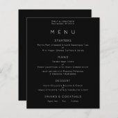 Budget Simple Text White Black Weduwmenu (Voorkant / Achterkant)