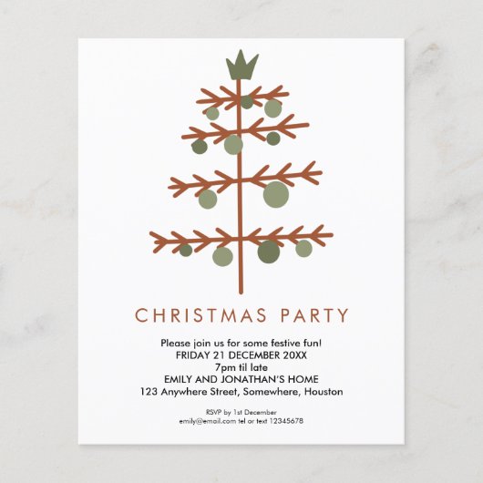 Budget Simple Tree-kerstparty uitgenodigd (Voorkant)