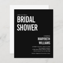 Budget Simple Typography Bridal Shower Invitation