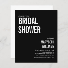 Budget Simple Typography Bridal Shower Invitation