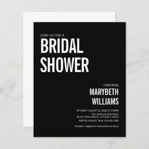 Budget Simple Typography Bridal Shower Invitation