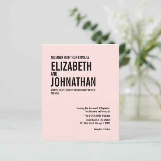 Budget Simple Typography Photo Wedding Invitation (Staand voorkant)