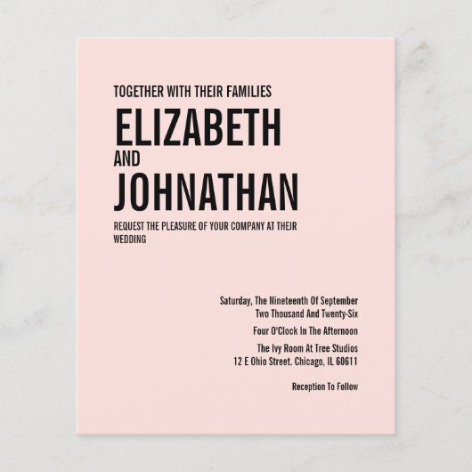 Budget Simple Typography Photo Wedding Invitation (Voorkant)