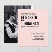 Budget Simple Typography Photo Wedding Invitation