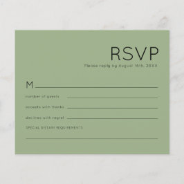 Budget Simple Typography Sage Green Wedding RSVP