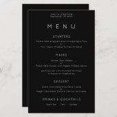 Budget Simple Typography White Black Wedding Menu (Voorkant / Achterkant)