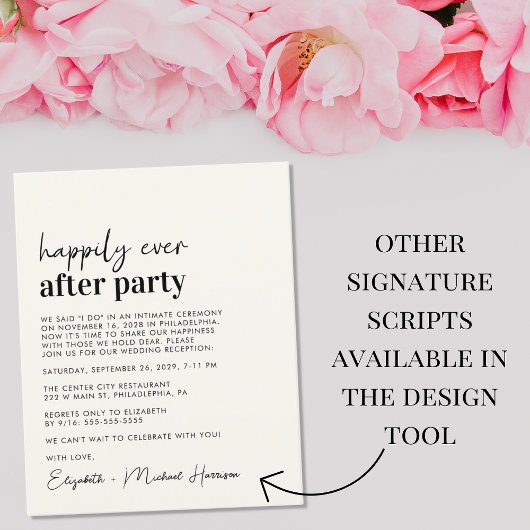 Budget Simple Weddenschap Reception Cream Uitnodig