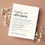 Budget Simple Weddenschap Reception Cream Uitnodig<br><div class="desc">Eenvoudige budgetvriendelijke lichtcrème trouwaankondiging en receptie uitnodiging. Op de voorkant staat "Happily Ever After Party" in een mix van een hedendaags script en gedurfde moderne typografie. Personaliseer uw bericht en uitnodiging in meer detail en voeg uw namen toe in een handtekeningachtig script. Dit budget halfglanspapier is vergelijkbaar in gewicht met...</div>