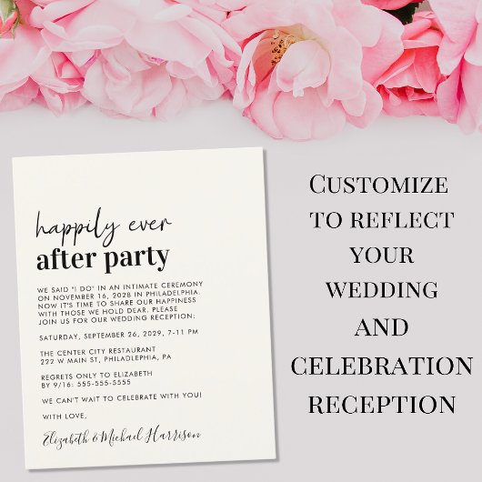 Budget Simple Weddenschap Reception Cream Uitnodig