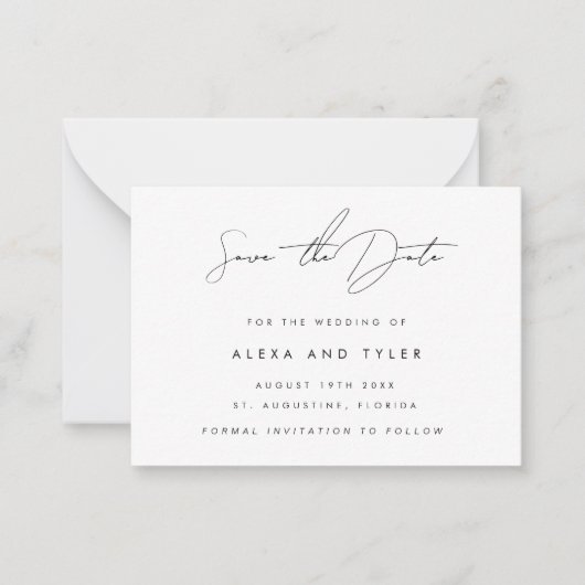 BUDGET Simple Weddenschap Save the Date Invitation Notitiekaartje (Voorkant)