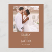 Budget Simple Wedding Photo Terracotta Script (Achterkant)