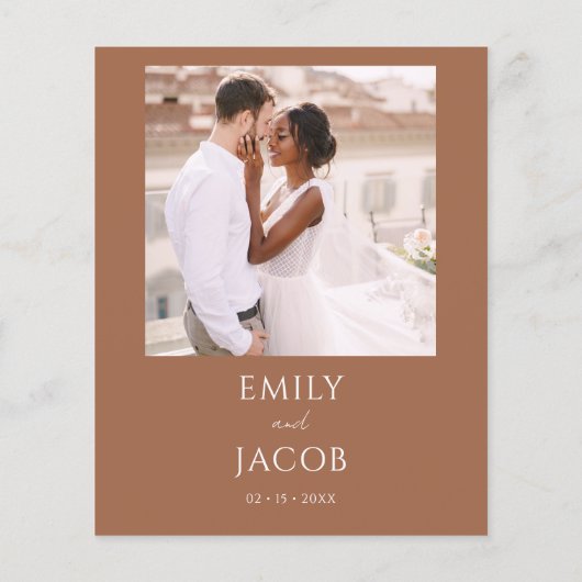 Budget Simple Wedding Photo Terracotta Script (Achterkant)