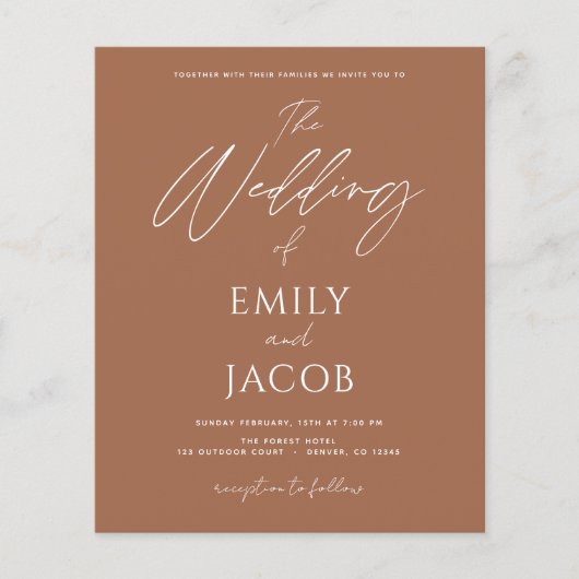 Budget Simple Wedding Photo Terracotta Script (Voorkant)