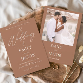 Budget Simple Wedding Photo Terracotta Script