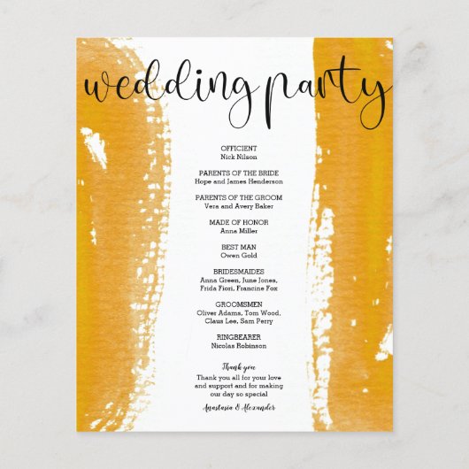 Budget Simple Wedding Program-kaart. (Achterkant)