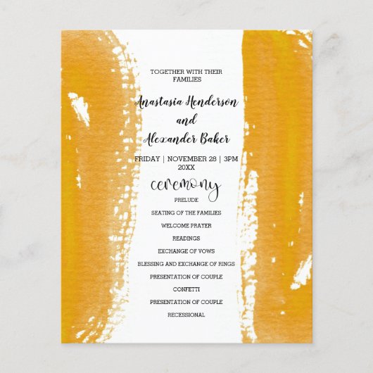 Budget Simple Wedding Program-kaart. (Voorkant)