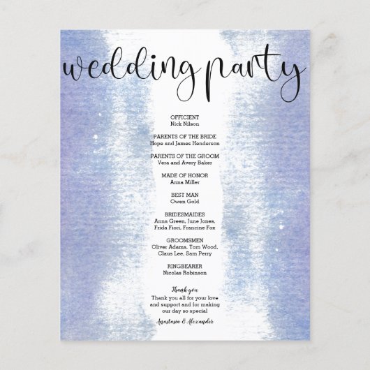Budget Simple Wedding Program-kaart. Flyer (Achterkant)