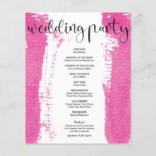 Budget Simple Wedding Program-kaart. Flyer (Achterkant)