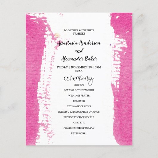 Budget Simple Wedding Program-kaart. Flyer (Voorkant)