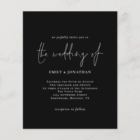 Budget Simple White Black QR Code Weddenschap Uitn (Voorkant)