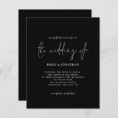 Budget Simple White Black Weduwen Uitnodiging (Voorkant / Achterkant)