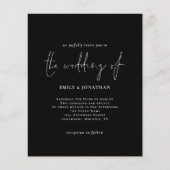 Budget Simple White Black Weduwen Uitnodiging (Voorkant)