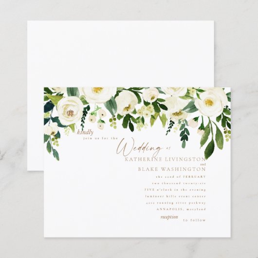 Budget Simple White Floral & Gold Wedding (Voorkant / Achterkant)