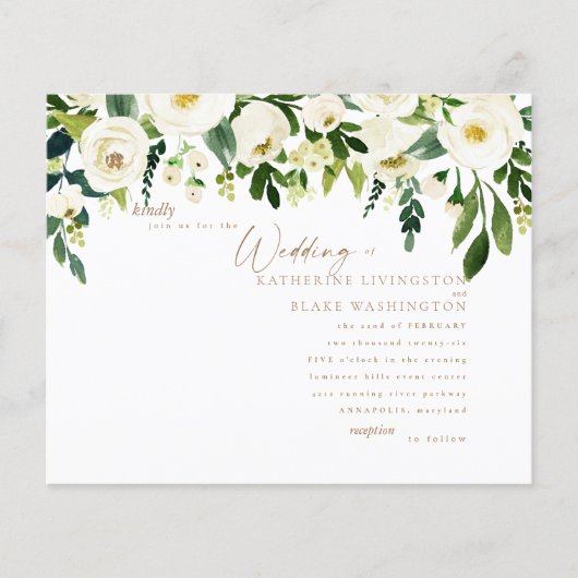 Budget Simple White Floral & Gold Wedding (Voorkant)