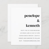 Budget Simple White Moderne Wedding Invitation (Voorkant / Achterkant)