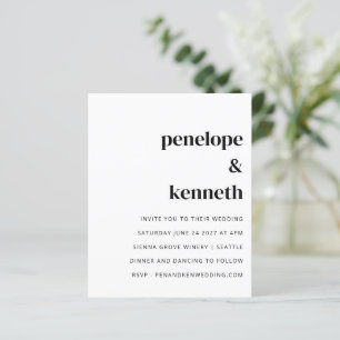 Budget Simple White Moderne Wedding Invitation