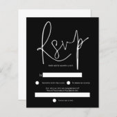 Budget Simple White Text Black Weddenschap RSVP (Voorkant / Achterkant)