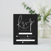 Budget Simple White Text Black Weddenschap RSVP (Staand voorkant)