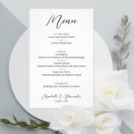 Budget Simple White Wedding Menu<br><div class="desc">Een uitstekende prijs-kwaliteitverhouding van 5, 5 x 8, 5-inch wit diner is afgedrukt op dunner onbekleed mattepapier van 80 lb en biedt uw voedselkeuzes in het teken van de smaak. Ideaal voor een moderne huwelijksreceptie, huwelijksrepetities, verjaardagsfeestjes of speciale evenementen met een sit-down diner. Meer DESIGN en kleuren in onze winkel....</div>