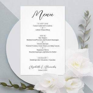 Budget Simple White Wedding Menu