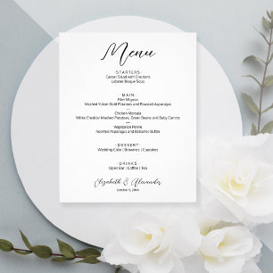 Budget Simple White Wedding Menu