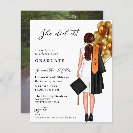 Budget Sinaasappel Eenvoudige foto Ze deed het Afs (Voorkant / Achterkant)