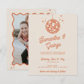 Budget Sinaasappel Foto Disco Bruiloft Uitnodiging (Voorkant / Achterkant)