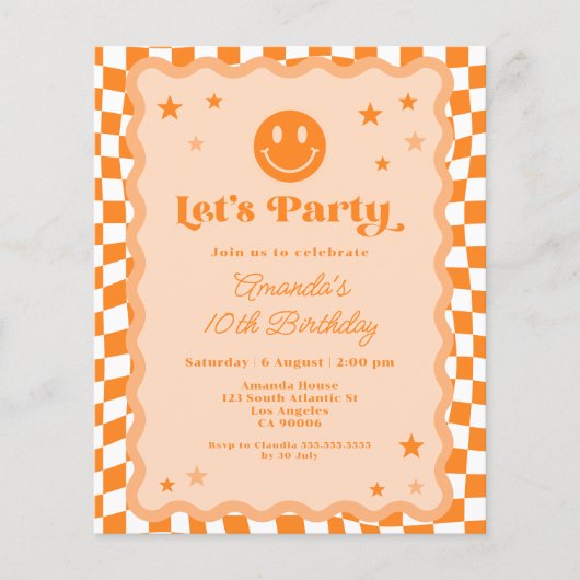 Budget Sinaasappel Happy Face Geruite Verjaardag I (Voorkant)