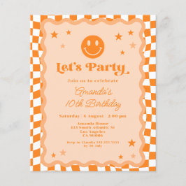 Budget Sinaasappel Happy Face Geruite Verjaardag I