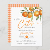 Budget Sinaasappel Little Cutie Baby shower Invita (Voorkant / Achterkant)